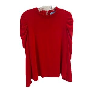 CeCe Red Puff Sleeve Blouse Size Medium | 3/4 Sleeve Top | Dressy Casual | CeCe